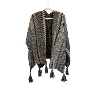Bijorca Boutique Woven Striped Poncho One Size